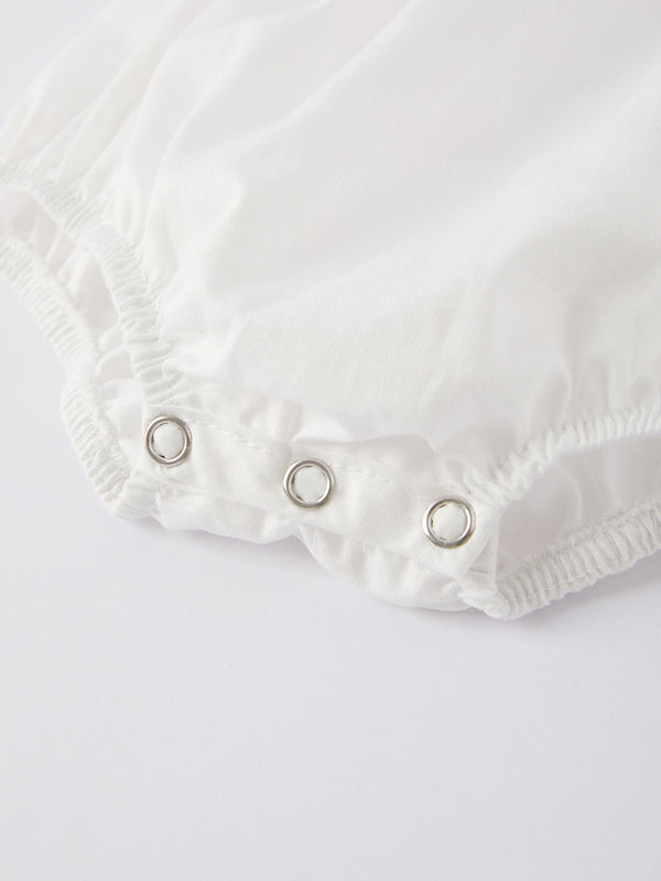 White  Smocked Church Christ Bishop Christening Girls Romper