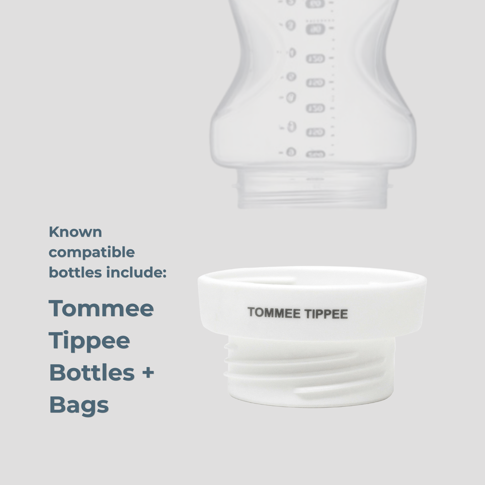 Tommee Tippee bottle adapter for easy feeding with compatible bottles and nipples.