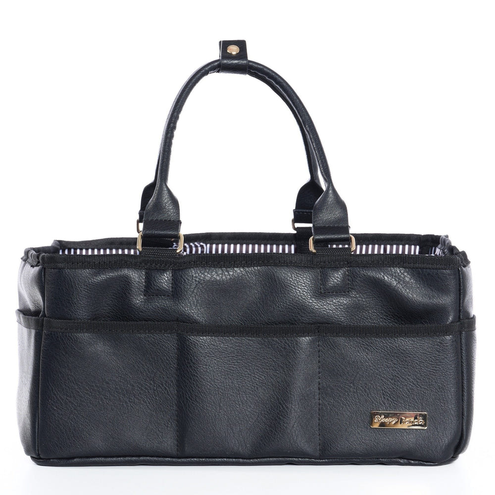 Sleepy Panda Vegan Leather Diaper Caddy - stylish and functional storage for baby essentials.