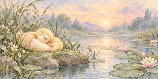 Watercolor Pond Duckling Wall Mural, image 3