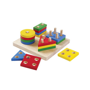 Geometric Sorting Board for babies, promoting early learning and sensory play with colorful shapes and engaging design.