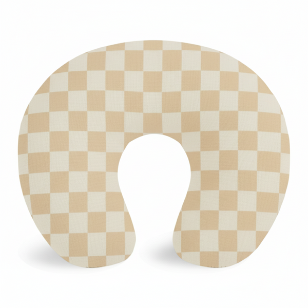 Beige & White Checkered Nursing Pillow Cover