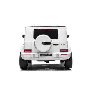 24V 4x4 Mercedes Benz G63 AMG ride-on car for kids, two-seater, angled view showcasing stylish design and features.