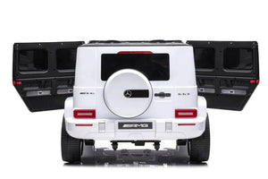 24V 4x4 Mercedes Benz G63 AMG ride-on car for kids, two-seater G Wagon, angled view showcasing design and features.