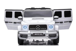 24V 4x4 Mercedes Benz G63 AMG ride-on car for kids, 2-seater, stylish design, angle view.