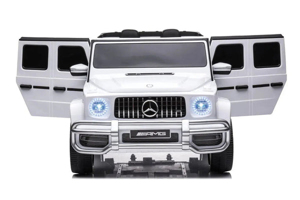 24V 4x4 Mercedes Benz G63 AMG ride-on car for kids, 2-seater, stylish design, angle view.