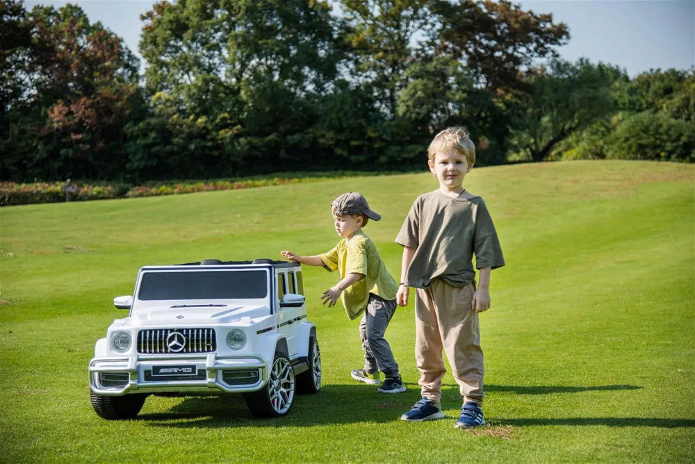 24V Mercedes Benz G63 AMG 2 Seater Ride On Car for kids, stylish and fun outdoor adventure vehicle.