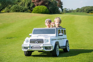 24V Mercedes Benz G63 AMG 2 Seater Ride On Car for kids, showcasing sleek design and fun features.