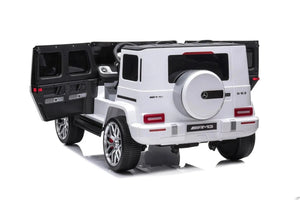 24V 4x4 Mercedes Benz G63 AMG ride-on car for kids, 2-seater G Wagon, angled view showcasing design and features.