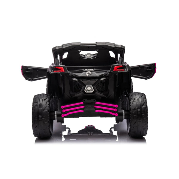 Kids electric ride-on 24V Can-Am Maverick UTV, 1-seater, angled view showcasing fun design and features.