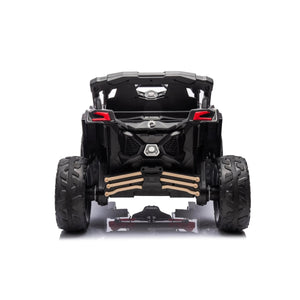 Kids electric ride-on 24V Can-Am Maverick UTV, one-seater, angled view showcasing fun and adventure for toddlers.