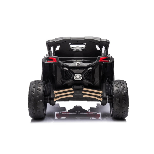 Kids electric ride-on 24V Can-Am Maverick UTV, one-seater, angled view showcasing fun and adventure for toddlers.