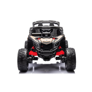 Kids electric ride-on 24V Can-Am Maverick UTV, 1-seater, angled view showcasing fun and adventure for children.