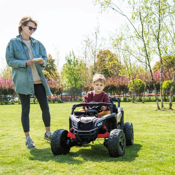 Kids electric ride-on 24V Can-Am Maverick UTV, single-seater, angled view showcasing fun and adventure for toddlers.