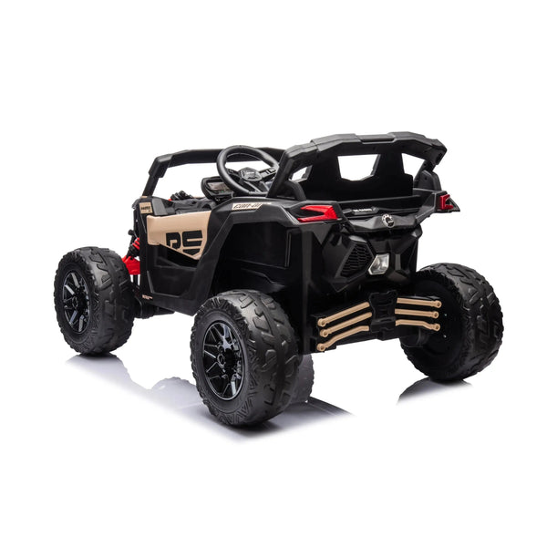 Kids 24V Can-Am Maverick 1-Seater UTV electric ride-on car, angled view showcasing design and features.