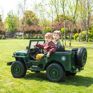 Military Willys 24V 3-Seater 4x4 Kids Ride-On Truck