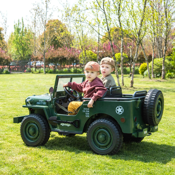 Military Willys 24V 3-Seater 4x4 Kids Ride-On Truck