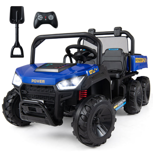 24V 2-Seater Kids Ride on Dump Truck 4WD with Electric Dump Bed and Lights