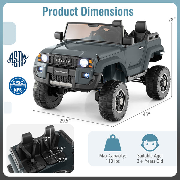 24V 2 Seater Ride on Car 4WD/2WD Switchable for Kids with Remote for Ages 3+