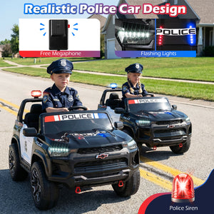 24V 2-Seater Ride on Police Car 4WD Chevrolet with Megaphone and LED Flashing Lights