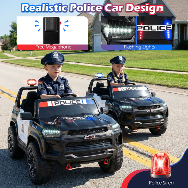 24V 2-Seater Ride on Police Car 4WD Chevrolet with Megaphone and LED Flashing Lights