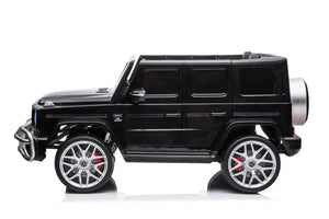 24V 4x4 Mercedes Benz G63 AMG ride-on car for kids, 2-seater, stylish design, angle view.