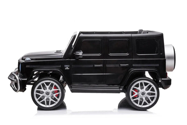 24V 4x4 Mercedes Benz G63 AMG ride-on car for kids, 2-seater, stylish design, angle view.