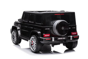 24V 4x4 Mercedes Benz G63 AMG ride-on car for kids, 2-seater G Wagon, angled view showcasing design and features.