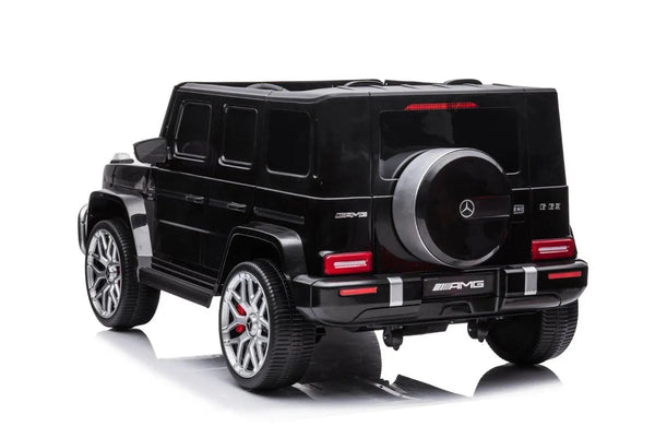 24V 4x4 Mercedes Benz G63 AMG ride-on car for kids, 2-seater G Wagon, angled view showcasing design and features.