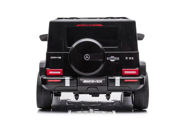 24V Mercedes Benz G63 AMG 2 Seater Ride On Car for kids, angled view showcasing its stylish design and features.