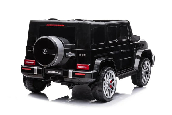 24V 4x4 Mercedes Benz G63 AMG ride-on car for kids, two-seater, stylish design, angle view.