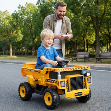 24V Construction Electric Vehicle with Dump Bed and Remote Control for Aged 3-8