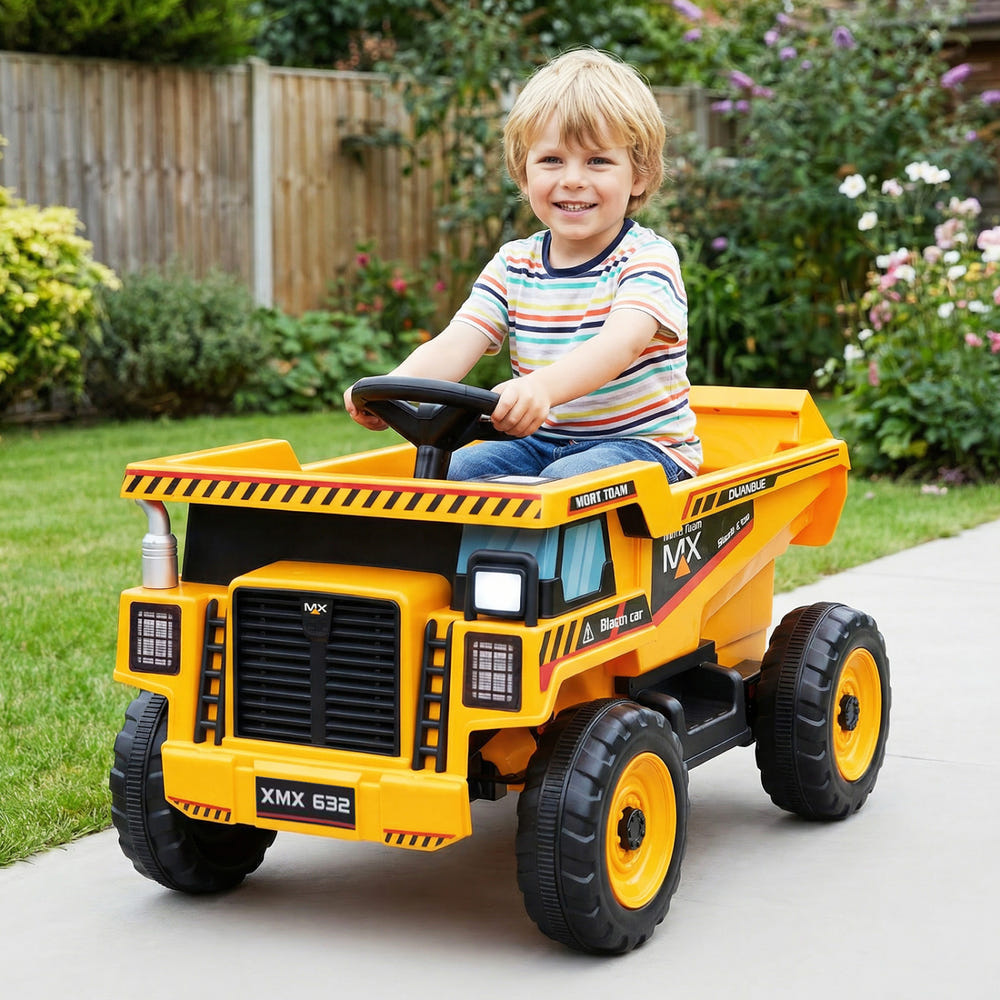 24V Construction Electric Vehicle with Dump Bed and Remote Control for Aged 3-8