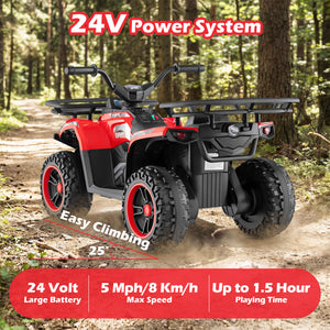 24V Electric Ride On Quad with LED Headlights - Rechargeable