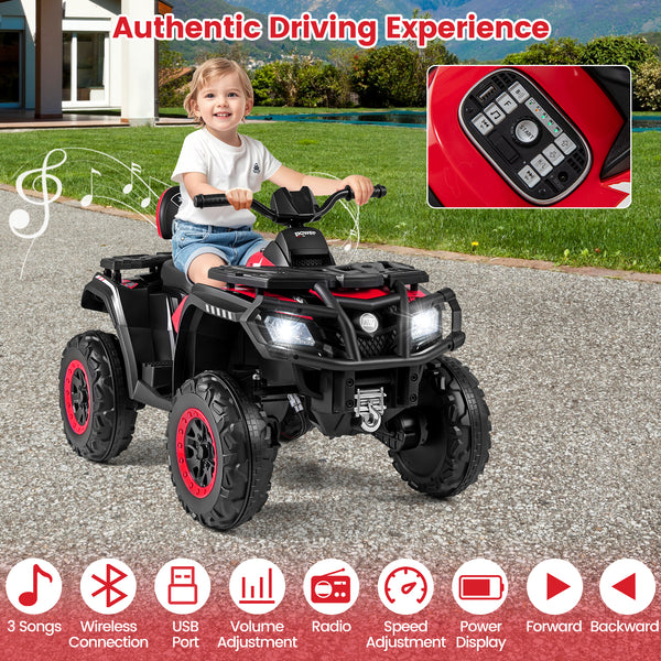 24V Kids ATV 2-Seater with 4 Motors with LED Lights and Music