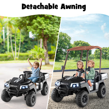 24V Kids Golf Cart 4WD 2-Seater Ride on Car with Storage Trunk and Horn