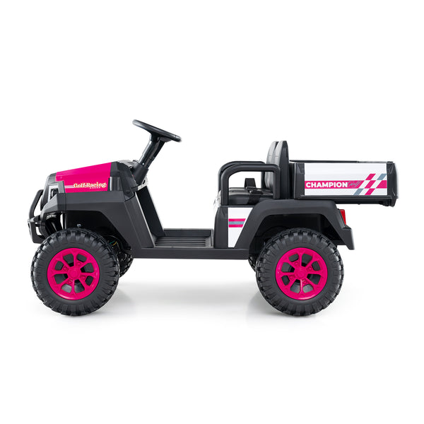 24V Kids Golf Cart 4WD 2-Seater Ride on Car with Storage Trunk and Horn