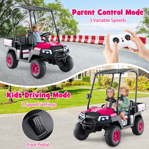 24V Kids Golf Cart 4WD 2-Seater Ride on Car with Storage Trunk and Horn