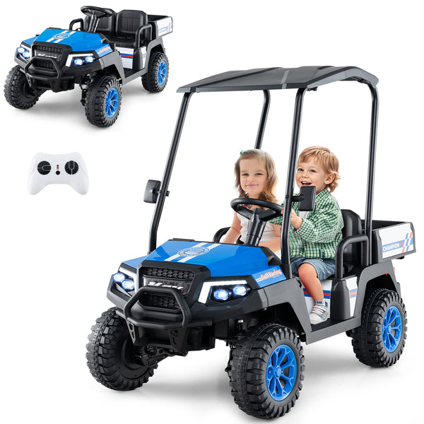 24V Kids Golf Cart 4WD 2-Seater Ride on Car with Storage Trunk and Horn