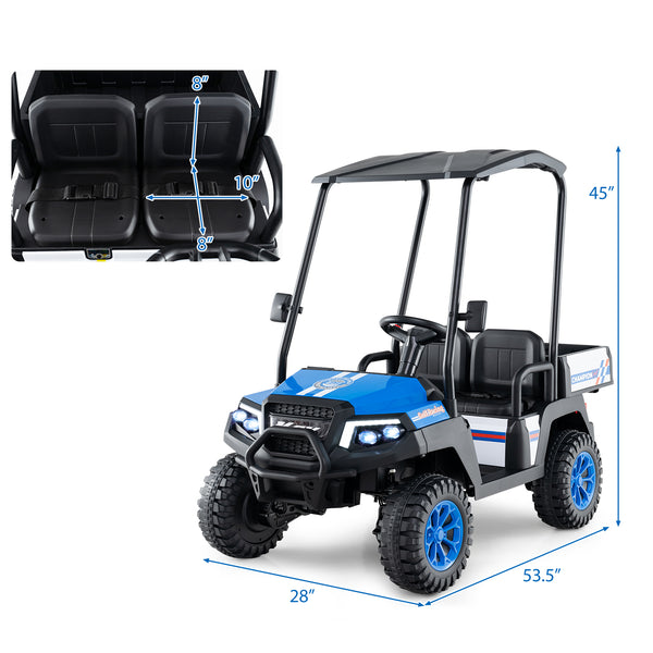 24V Kids Golf Cart 4WD 2-Seater Ride on Car with Storage Trunk and Horn