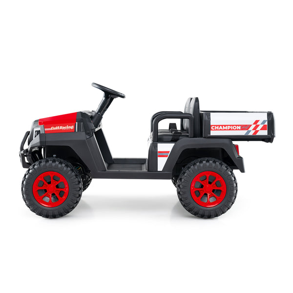 24V Kids Golf Cart 4WD 2-Seater Ride on Car with Storage Trunk and Horn