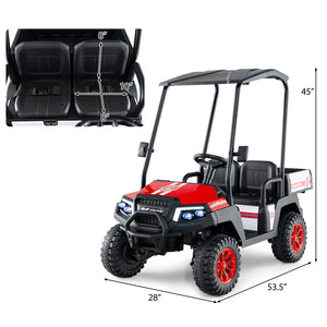 24V Kids Golf Cart 4WD 2-Seater Ride on Car with Storage Trunk and Horn