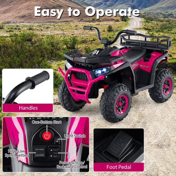 24V Kids Ride on Electric ATV Quad Car with Realistic Sounds and  LED Lights