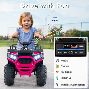24V Kids Ride on Electric ATV Quad Car with Realistic Sounds and  LED Lights