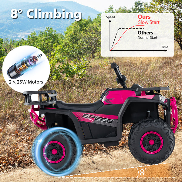 24V Kids Ride on Electric ATV Quad Car with Realistic Sounds and  LED Lights