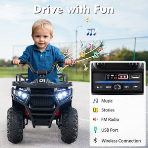 24V Kids Ride on Electric ATV Quad Car with Realistic Sounds and  LED Lights