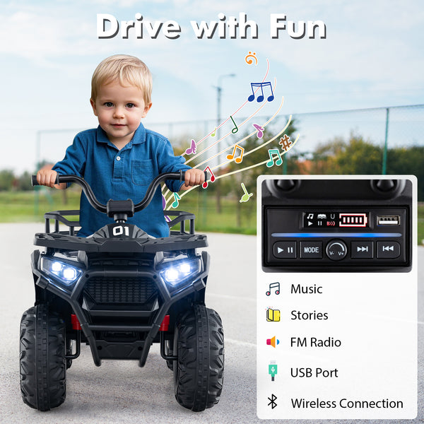 24V Kids Ride on Electric ATV Quad Car with Realistic Sounds and  LED Lights