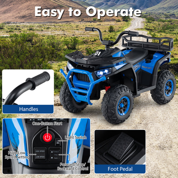 24V Kids Ride on Electric ATV Quad Car with Realistic Sounds and  LED Lights