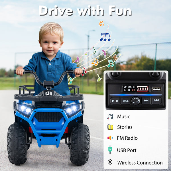 24V Kids Ride on Electric ATV Quad Car with Realistic Sounds and  LED Lights