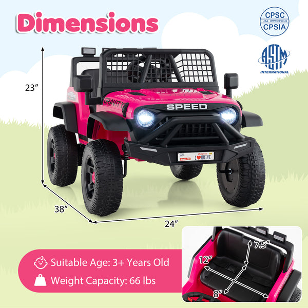 24V Ride On Car for Kids with Parent Remote Control and Music